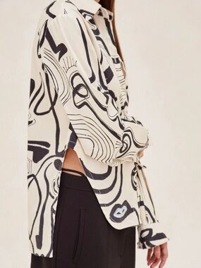 Alexis Cream and Black Abstract Print Blouse